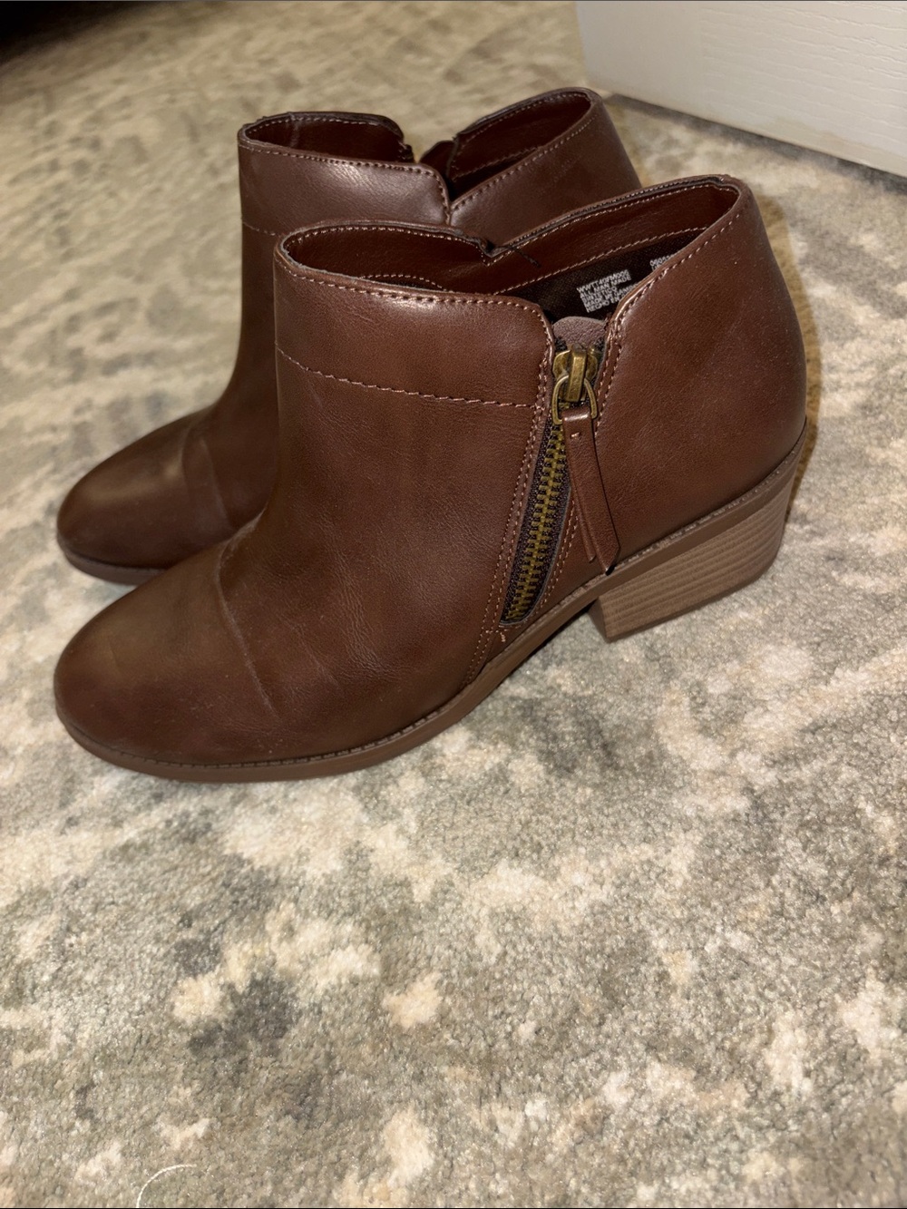 Time and Tru Brown Side-Zip Ankle Booties